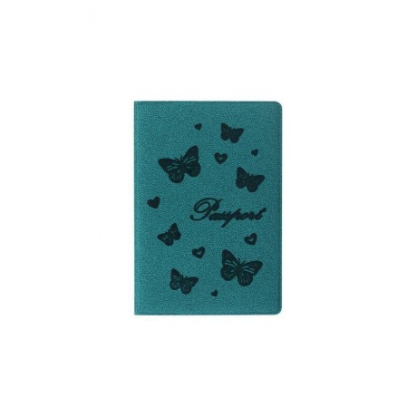 Обложка для паспорта STAFF, бархатный полиуретан, &quot;Бабочки&quot;, мятно-бирюзовая, 237617 (5 шт.) - фото 1