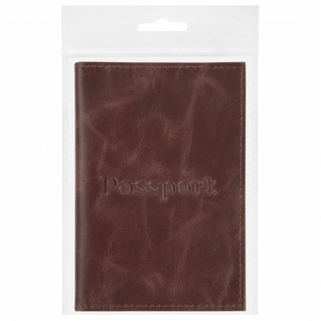 238197, Обложка для паспорта натуральная кожа пулап, &quot;Passport&quot;, кожаные карманы, коричневая, BRAUBERG, 238197 - фото 7