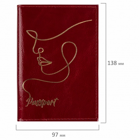 238211, Обложка для паспорта натуральная кожа &quot;наплак&quot;, тиснение золотом &quot;Impression&quot;, красная, BRAUBERG, 238211 - фото 5