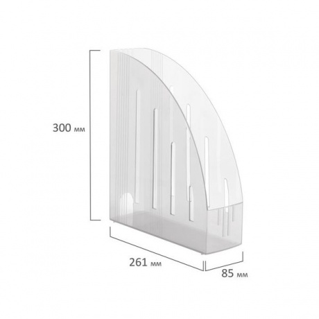 Лоток вертикальный для бумаг BRAUBERG Energy (261х85х300 мм), эргономичная форма,прозрачный, 231555 - фото 5