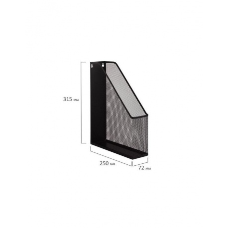 Лоток вертикальный для бумаг BRAUBERG Germanium (250х72х315 мм), металлический, черный, 231948 - фото 5