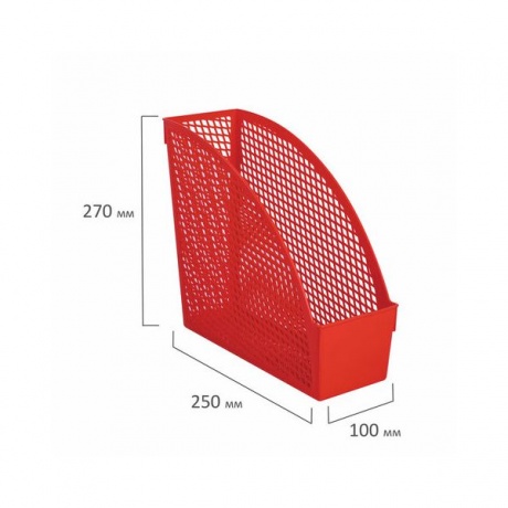 Лоток вертикальный для бумаг STAFF Profit, 270х100х250 мм, сетчатый, полипропилен, красный (6 шт.)  - фото 5