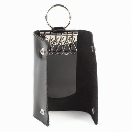 Футляр для ключей BEFLER Classic, натуральная кожа, две кнопки, 60x110х15 мм, черный, KL.3.-1 - фото 2