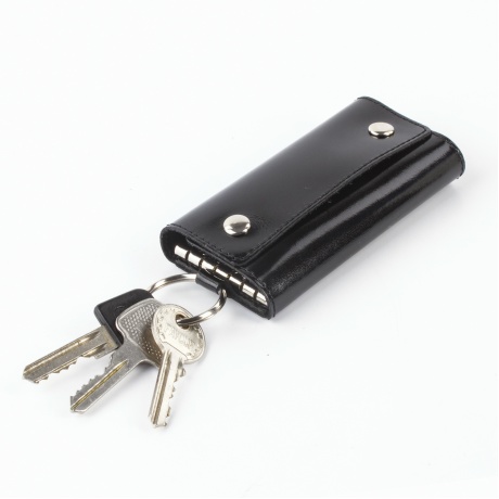 Футляр для ключей BEFLER Classic, натуральная кожа, две кнопки, 60x110х15 мм, черный, KL.3.-1 - фото 4
