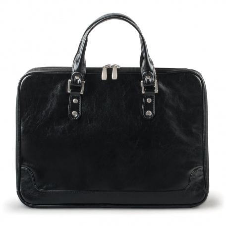 Портфель-сумка женский, 38х27х10 см, 2 отделения, на молнии, искусственная кожа, черный, 8-100 - фото 1