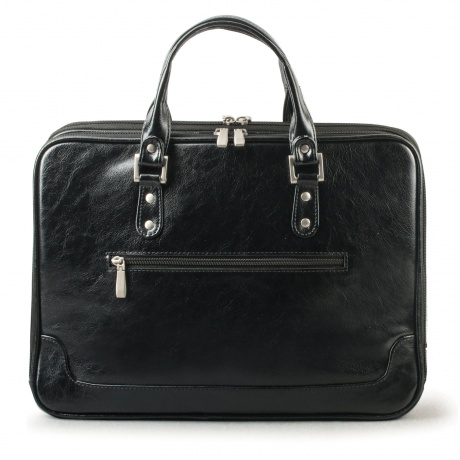 Портфель-сумка женский, 38х27х10 см, 2 отделения, на молнии, искусственная кожа, черный, 8-100 - фото 2