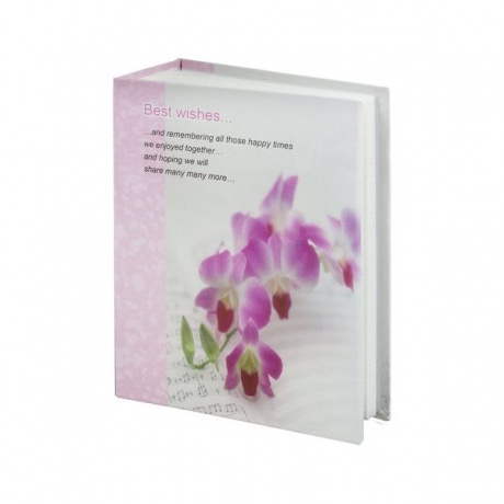 Фотоальбом BRAUBERG на 100 фотографий 10х15 см, твердая обложка, Орхидеи, бело-розовый, 390663 - фото 1