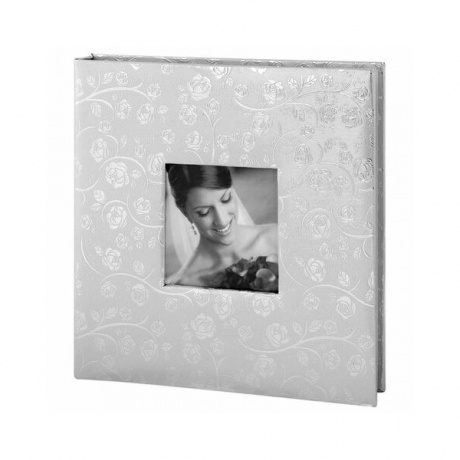 Фотоальбом BRAUBERG свадебный, 20 магнитных листов 30х32 см, обложка под фактурную кожу, на кольцах, серебристый, 390690 - фото 1