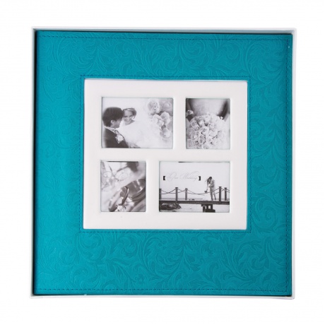 Фотоальбом BRAUBERG свадебный, 20 магнитных листов 30х32 см, под фактурную кожу, синий, 391128 - фото 1
