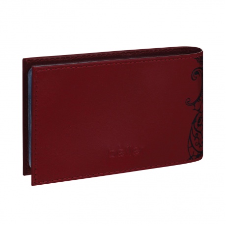 Визитница карманная BEFLER Гипюр на 40 визиток, натуральная кожа, тиснение, красная, V.43.-1 - фото 3