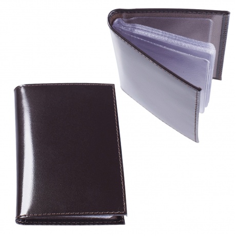 Визитница карманная BEFLER Classic на 40 визитных карт, натуральная кожа, коричневая, V.32.-1 - фото 1