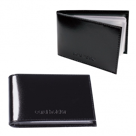 Визитница карманная BEFLER Classic на 40 визиток, натуральная кожа, тиснение, черная, К.5.-1 - фото 1