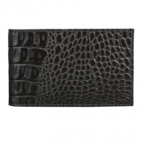 Визитница карманная BEFLER Кайман, на 40 визиток, натуральная кожа, крокодил, черная, V.30.-13 - фото 1