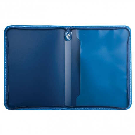 Папка на молнии пластиковая BRAUBERG Contract, А4, 335х242 мм, внутренний карман, синяя, 225161, (3 шт.) - фото 2