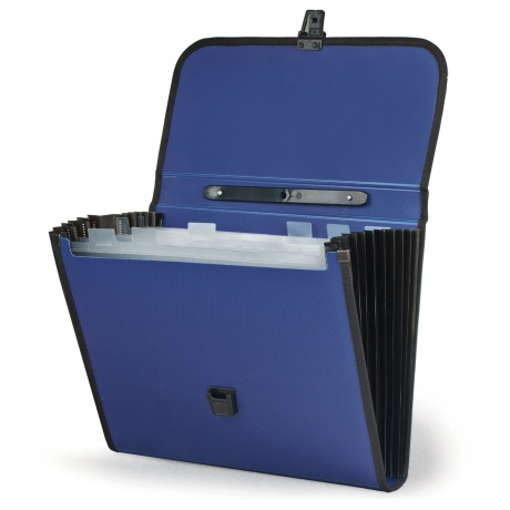 Портфель пластиковый STAFF А4 (330х256х32 мм), 6 отделений, с окантовкой, индексные ярлыки, синий, 221205 - фото 3