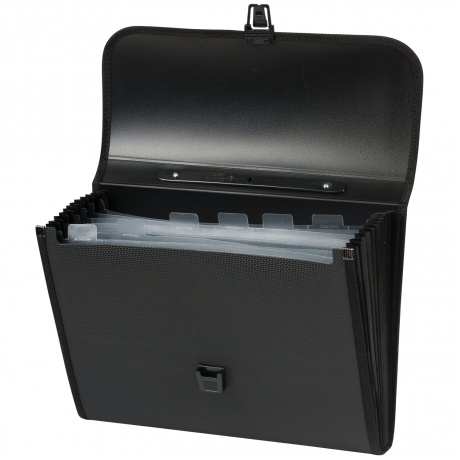Портфель пластиковый STAFF А4 (330х256х32 мм), 6 отделений, с окантовкой, индексные ярлыки, черный, 221206 - фото 3