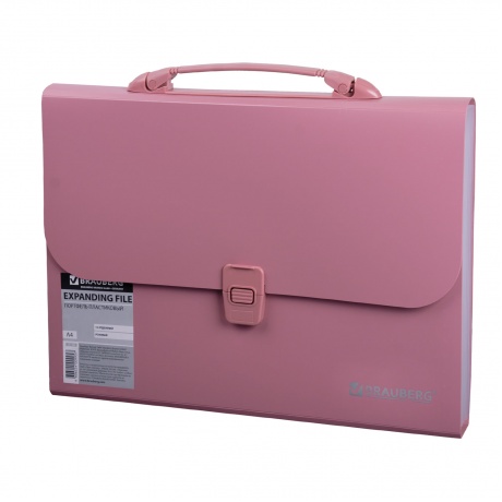 Портфель пластиковый BRAUBERG А4 (327х254х30 мм), 13 отделений, индексные ярлыки, розовый, 221441 - фото 2