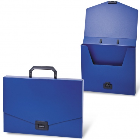 Портфель пластиковый BRAUBERG Energy, А4 (330х256х32 мм), без отделений, синий, 222082, (3 шт.) - фото 1