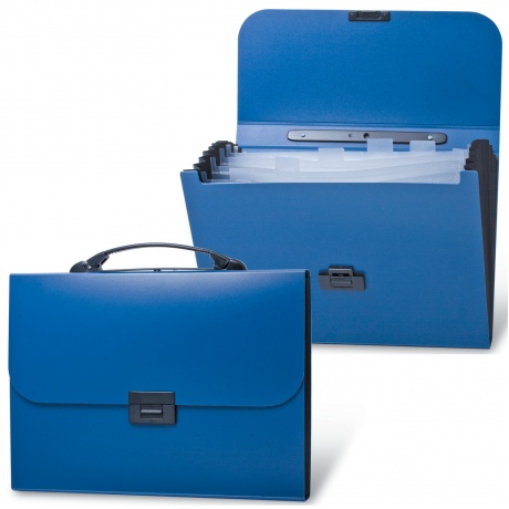 Портфель пластиковый BRAUBERG Energy, А4 (330х256х32 мм), 6 отделений, индексные ярлыки, синий, 222572 - фото 1