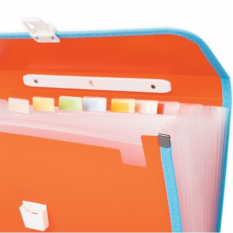 Портфель пластиковый BRAUBERG Joy, А4 (330х245х35 мм), 13 отделений, с окантовкой, индексные ярлыки, оранжевый, 227975 - фото 3