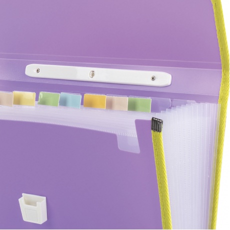 Портфель пластиковый BRAUBERG Joy, А4 (330х245х35 мм), 13 отделений, с окантовкой, индексные ярлыки, фиолетовый, 227977 - фото 3