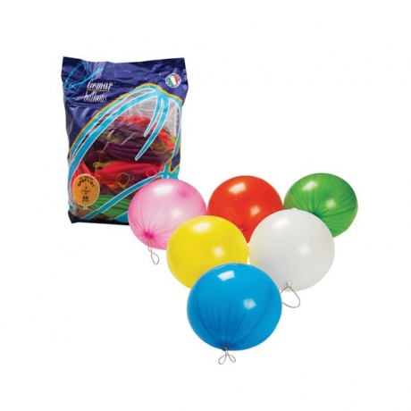 Шары воздушные 16 (41 см), комплект 25 шт., панч-болл (шар-игрушка с резинкой), 12 неоновых цветов, пакет, 1104-0005 - фото 1