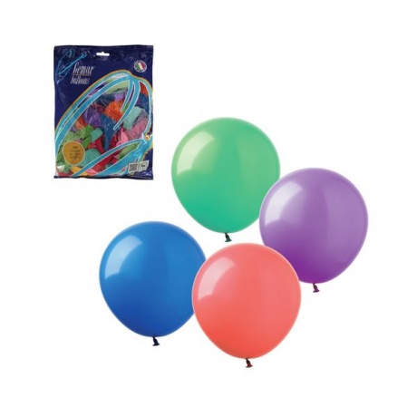 Шары воздушные 12 (30 см), комплект 100 шт., 12 пастельных цветов, в пакете, 1101-0006 - фото 1