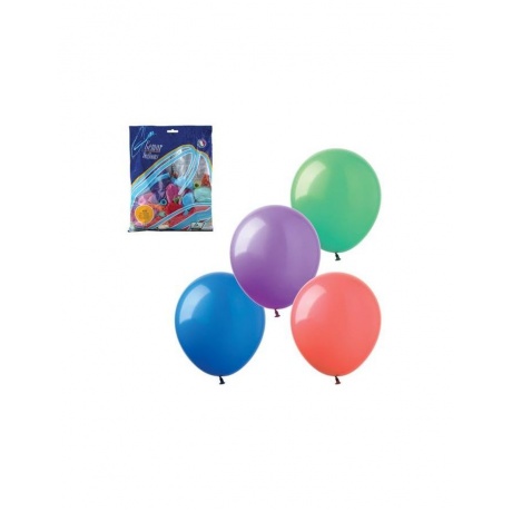 Шары воздушные 14 (36 см), комплект 100 шт., 12 пастельных цветов, в пакете, 1101-0010 - фото 1