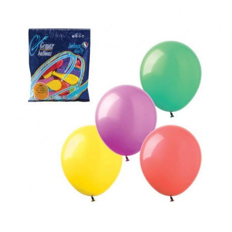Шары воздушные 7 (18 см), комплект 100 шт., 12 пастельных цветов, в пакете, 1101-0022 - фото 1