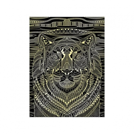 Гравюра-антистресс с эффектом золота Отважный тигр, 18*24 см, основа, штихель, LORI, Гр-547 - фото 4