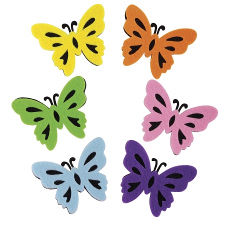 Наклейки из фетра Бабочки, двухцветные, 6 шт., ассорти, ОСТРОВ СОКРОВИЩ, 661492, (8 шт.) - фото 2