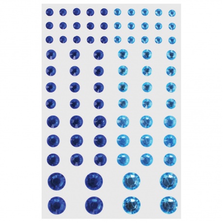 Стразы самоклеящиеся Круглые, 6-15 мм, 80 штук, синие и голубые, на подложке, ОСТРОВ СОКРОВИЩ, 661392, (6 шт.) - фото 2