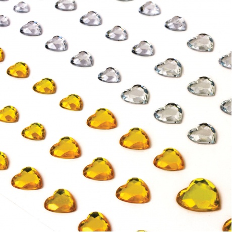 Стразы самоклеящиеся Сердце, 6-15 мм, 80 шт., цвет золотой/серебристый, на подложке, ОСТРОВ СОКРОВИЩ, 661398, (6 шт.) - фото 3