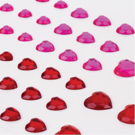 Стразы самоклеящиеся Сердце, 6-15 мм, 80 шт., розовые/красные, на подложке, ОСТРОВ СОКРОВИЩ, 661399, (6 шт.) - фото 3