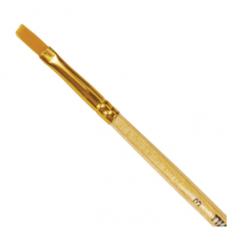 200856, (цена за 30 шт.) Кисть ПИФАГОР, СИНТЕТИКА, плоская, № 3, деревянная лакированная ручка, с колпачком, 200856 - фото 3