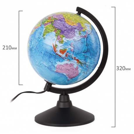 Глобус политический GLOBEN Классик, диаметр 210 мм, с подсветкой, К012100010 - фото 4