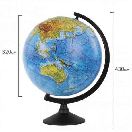 Глобус физический Globen Классик, диаметр 320 мм рельефный, К013200219 - фото 3