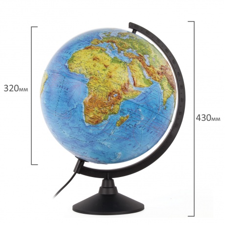 Глобус физический/политический Globen Классик, диаметр 320 мм, с подсветкой, рельефный, К013200223 - фото 5