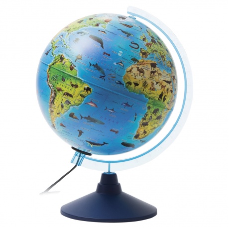 Глобус зоогеографический GLOBEN Классик Евро, диаметр 250 мм, с подсветкой, детский, Ке012500270 - фото 1