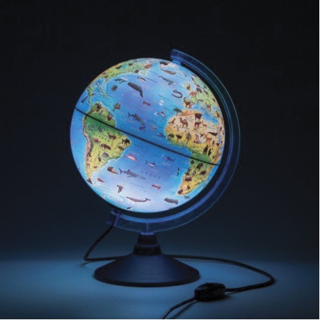 Глобус зоогеографический GLOBEN Классик Евро, диаметр 250 мм, с подсветкой, детский, Ке012500270 - фото 2
