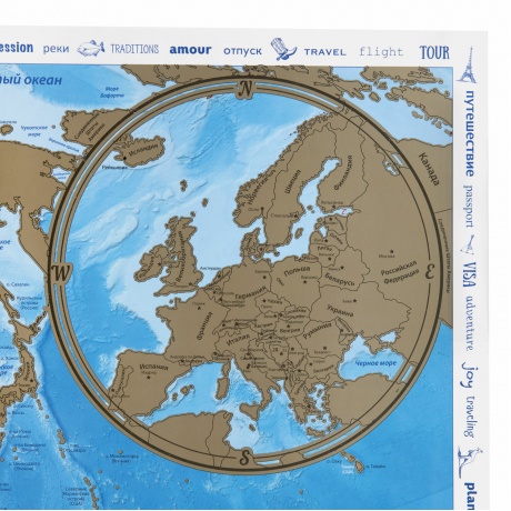 112391, Политическая скретч-карта мира &quot;Путешествия&quot; 86х60 см, 1:37,5М, в тубусе, BRAUBERG, 112391 - фото 2