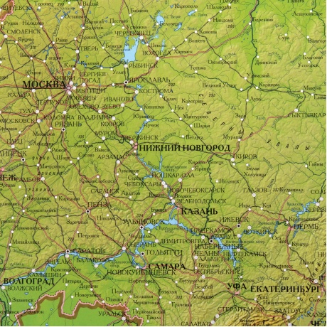 112393, Карта России физическая 116х80 см, 1:7,5М, с ламинацией, интерактивная, европодвес, BRAUBERG, 112393 - фото 2
