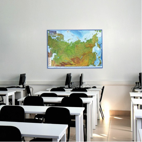 112393, Карта России физическая 116х80 см, 1:7,5М, с ламинацией, интерактивная, европодвес, BRAUBERG, 112393 - фото 7