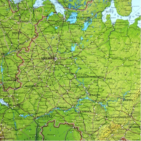 112392, Карта России физическая 101х70 см, 1:8,5М, с ламинацией, интерактивная, европодвес, BRAUBERG, 112392 - фото 2