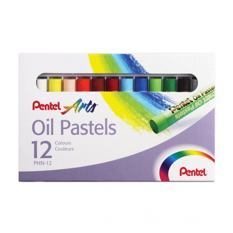 Пастель масляная художественная PENTEL Oil Pastels, 12 цветов, круглое сечение, картонная упаковка, PHN4-12, (Цена за 3 шт.) - фото 1