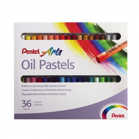 Пастель масляная художественная PENTEL Oil Pastels, 36 цветов, круглое сечение, картонная упаковка, PHN4-36 - фото 1