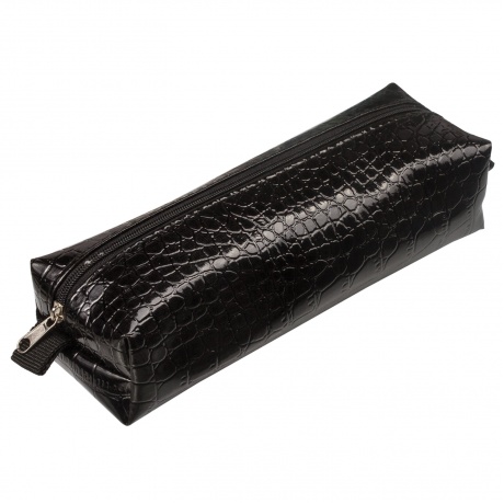 Пенал-косметичка BRAUBERG Ultra black, крокодиловая кожа, 20х6х4 см, 223909, (Цена за 3 шт.) - фото 1