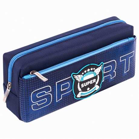 270277, Пенал ЮНЛАНДИЯ, 2 отделения, полиэстер, "Super", синий, ...