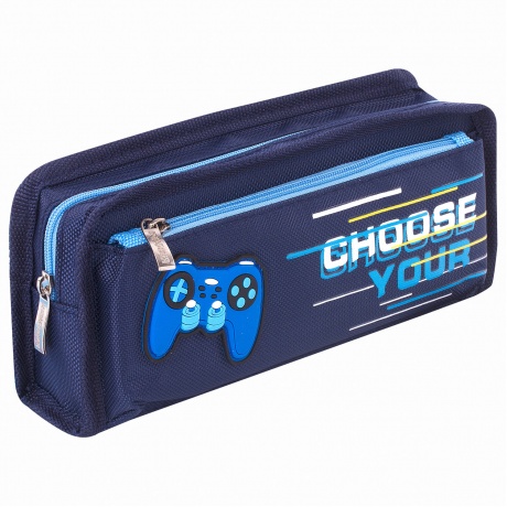 270274, Пенал ЮНЛАНДИЯ, 2 отделения, полиэстер, "Joystick", сини...