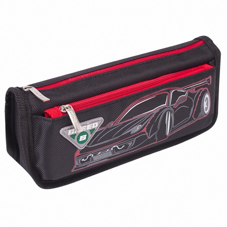 270273, Пенал ЮНЛАНДИЯ, 2 отделения, полиэстер, "Car", черный, 2...